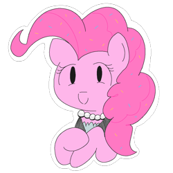 Size: 1020x1020 | Tagged: safe, artist:castafae, derpibooru import, pinkie pie, earth pony, pony, g4, bust, clothes, confetti, confetti in mane, female, jewelry, looking at you, mare, necklace, pearl necklace, raised hooves, simple background, smiling, smiling at you, solo, transparent background