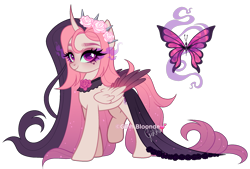 Size: 2132x1442 | Tagged: safe, artist:gihhbloonde, derpibooru import, oc, oc only, alicorn, pony, female, mare, offspring, parent:fluttershy, parent:king sombra, parents:sombrashy, simple background, solo, transparent background