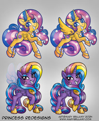 Size: 819x1000 | Tagged: source needed, useless source url, safe, alternate version, artist:marybellamy, derpibooru import, alicorn, butterfly, g4, flower, princessgoldlily, princesssterling, redesign, shimmer, toy, wings