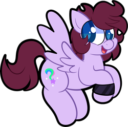 Size: 1578x1568 | Tagged: safe, artist:saveraedae, derpibooru import, oc, oc only, oc:markey malarkey, pegasus, pony, crossover, flying, looking at you, male, open mouth, ponified, purple fur, simple background, solo, species swap, teal eyes, the mark side, transparent background, wristband