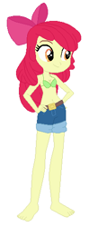 Size: 193x489 | Tagged: safe, artist:jacob-van-antwerp, derpibooru import, apple bloom, equestria girls, g4, base used, belly, belly button, bikini, clothes, denim, denim shorts, female, shorts, simple background, solo, swimsuit, white background