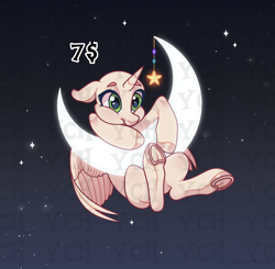 Size: 2408x2360 | Tagged: safe, derpibooru import, oc, pony, adoptable, art, base, character, commission, cosmos, cute, hanging, moon, sky, smiling, solo, stars, your character here