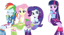 Size: 4483x2412 | Tagged: safe, derpibooru import, edit, edited screencap, editor:homersimpson1983, screencap, fluttershy, rainbow dash, rarity, spike, twilight sparkle, dog, human, equestria girls, g4, boots, female, male, not a vector, shoes, spike the dog