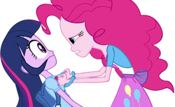 Size: 4113x2520 | Tagged: safe, derpibooru import, edit, edited screencap, editor:homersimpson1983, screencap, pinkie pie, twilight sparkle, human, equestria girls, g4, background removed, duo, duo female, female, not a vector, simple background, transparent background