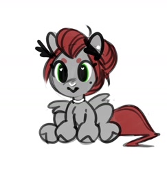 Size: 1617x1665 | Tagged: safe, artist:opalacorn, derpibooru import, oc, oc only, oc:void, pegasus, pony, beanbrows, eyebrows, female, heart, heart eyes, laurel wreath, looking at you, mare, nose piercing, nose ring, piercing, simple background, sitting, smiling, smiling at you, solo, white background, wingding eyes