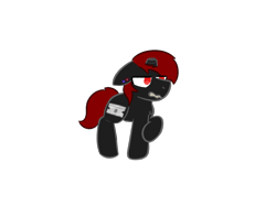 Size: 2732x2048 | Tagged: safe, anonymous artist, derpibooru import, oc, oc only, oc:razor blade, oc:razor blade (batches of ponies), pony, unicorn, broken horn, colt, colt oc, donut steel, ear piercing, edgy, emo, foal, growling, horn, male, piercing, pony oc, raised hoof, raised leg, red and black oc, red eyes, simple background, solo, transparent background, unicorn oc