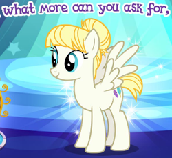 Size: 316x290 | Tagged: safe, derpibooru import, summer breeze, pegasus, pony, g4, cropped, english, female, friendship student, gameloft, mare, meme, my little pony: magic princess, solo, text, wow! glimmer