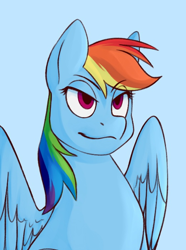 Size: 520x700 | Tagged: safe, artist:bunnyshrubby, derpibooru import, rainbow dash, pegasus, equestria at war mod, g4, bust, portrait, simple background, solo, wings