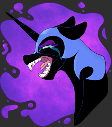 Size: 3007x3388 | Tagged: safe, artist:2hrnap, derpibooru import, nightmare moon, g4, bust, crying, portrait, sharp teeth, teeth