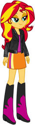 Size: 509x1800 | Tagged: safe, artist:qbert2kcat, derpibooru import, sunset shimmer, human, equestria girls, g4, boots, clothes, high heel boots, jacket, shirt, shoes, simple background, skirt, solo, transparent background