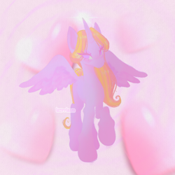 Size: 1500x1500 | Tagged: safe, artist:loompyloops, derpibooru import, oc, oc only, oc:princess heartalyne, alicorn, pony, abstract background, alicorn oc, female, horn, mare, solo, wings