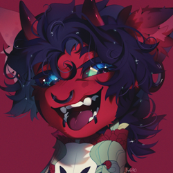 Size: 2500x2500 | Tagged: safe, artist:kefirro7, derpibooru import, oc, oc only, pony, cheek fluff, digital art, ear fluff, ears, fangs, horns, icon, male, nose piercing, nose ring, piercing, tattoo, tongue, tongue out