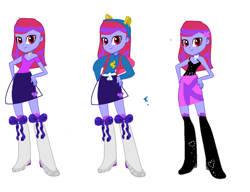 Size: 1280x985 | Tagged: artist needed, safe, derpibooru import, oc, oc only, equestria girls, g4, boots, clothes, equestria girls oc, equestria girls-ified, high heel boots, miniskirt, shirt, shoes, simple background, skirt, socks, thigh boots, thigh highs, thigh socks, trio, white background