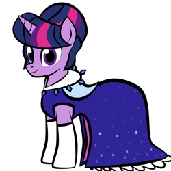 Size: 800x800 | Tagged: safe, artist:lunascastle, derpibooru import, twilight sparkle, twilight sparkle (alicorn), alicorn, pony, alternate hairstyle, ballgown, clothes, cute, dress, evening gloves, female, gloves, gown, long gloves, mare, smiling, solo, twiabetes