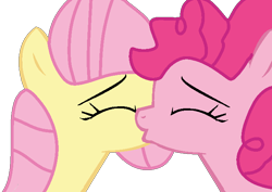 Size: 678x480 | Tagged: safe, artist:jadeharmony, derpibooru import, fluttershy, pinkie pie, earth pony, pegasus, pony, ^^, base used, cute, cuteness overload, daaaaaaaaaaaw, diapinkes, duo, duo female, eyes closed, female, flutterpie, heartwarming, kiss on the lips, kissing, lesbian, mare, shipping, shyabetes, simple background, transparent background, wholesome