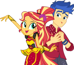 Size: 3810x3329 | Tagged: safe, artist:cloudy glow, derpibooru import, edit, flash sentry, sunset shimmer, human, better together, cheer you on, dance magic, equestria girls, g4, duo, duo male and female, equestria girls specials, female, flamenco dress, flashimmer, male, shipping, simple background, straight, sunset shimmer flamenco dress, transparent background, vector, vector edit