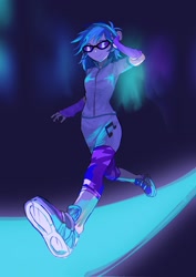 Size: 1448x2048 | Tagged: safe, artist:dusknebula, derpibooru import, dj pon-3, vinyl scratch, human, equestria girls, g4, female, human female, slender, solo, thin, walking