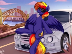 Size: 3000x2250 | Tagged: safe, artist:shadowreindeer, derpibooru import, oc, pegasus, australia, car, ford, ford falcon, glasses, pegasus oc, solo