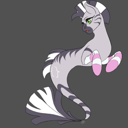 Size: 2048x2048 | Tagged: safe, artist:virillis, derpibooru import, oc, oc only, oc:zebra north, merpony, seapony (g4), zebra, clothes, femboy, green eyes, male, open mouth, seaponified, simple background, socks, solo, species swap, stallion, striped socks, tail, zebra femboy, zebra oc