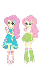 Size: 1080x1920 | Tagged: safe, artist:greywolf2021, derpibooru import, fluttershy, human, better together, equestria girls, g4, boots, butterfly hairpin, clothes, cute, double fluttershy, feet, female, fluttershy boho dress, geode of fauna, hairpin, high heel boots, magical geodes, sandals, shirt, shoes, shyabetes, simple background, skirt, transparent background, vector