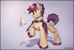 Size: 1592x1085 | Tagged: safe, artist:ramiras, derpibooru import, oc, oc only, oc:lavrushka, pony, unicorn, gender swap potion, horn, male, rule 63, solo, stallion, transformation, transgender transformation, unicorn oc