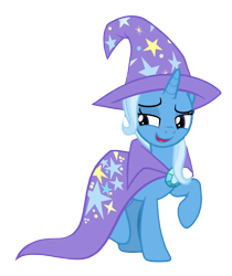 Size: 813x968 | Tagged: safe, derpibooru import, edit, edited screencap, screencap, trixie, pony, unicorn, a matter of principals, g4, season 8, cape, clothes, female, hat, horn, looking sideways, mare, png, raised hoof, raised leg, robe, simple background, smiling, smug, solo, stars, transparent background, trixie's cape, trixie's hat, vector, vector edit, wizard hat, wizard robe