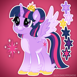 Size: 2000x2000 | Tagged: safe, artist:lovinglypromise, derpibooru import, part of a set, twilight sparkle, twilight sparkle (alicorn), alicorn, pony, alternate design, alternate hairstyle, gradient background, solo