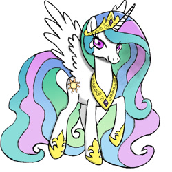 Size: 1024x1024 | Tagged: safe, artist:dawn-sparkle06, derpibooru import, princess celestia, alicorn, pony, g4, 2012, artifact, female, looking at you, mare, raised hoof, raised leg, simple background, smiling, solo, spread wings, white background, wings