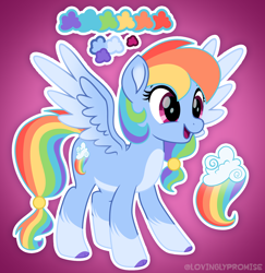 Size: 2000x2059 | Tagged: safe, artist:lovinglypromise, derpibooru import, part of a set, rainbow dash, pony, alternate cutie mark, alternate design, cloven hooves, gradient background, solo