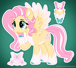 Size: 2335x2093 | Tagged: safe, artist:lovinglypromise, derpibooru import, part of a set, fluttershy, pony, alternate cutie mark, alternate design, cloven hooves, gradient background, solo