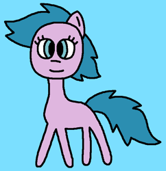 Size: 648x669 | Tagged: safe, artist:the-rainbow-nigga420, derpibooru import, baby half note, earth pony, pony, g1, g4, baby, baby hawwlf note, baby pony, blue background, closed mouth, cute, female, filly, foal, g1 to g4, generation leap, light blue background, mare, ms paint, simple background, smiling, solo