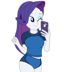 Size: 1900x2155 | Tagged: safe, artist:gmaplay, derpibooru import, idw, rarity, equestria girls, g4, spoiler:comicequestriagirlsmarchradness, bloomers, clothes, female, selfie, shorts, simple background, solo, transparent background