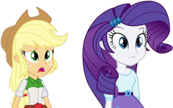 Size: 4014x2520 | Tagged: safe, derpibooru import, edit, edited screencap, editor:homersimpson1983, screencap, applejack, rarity, human, equestria girls, g4, background removed, duo, duo female, female, not a vector