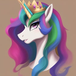 Size: 640x640 | Tagged: safe, ai content, derpibooru import, generator:frosting.ai, machine learning generated, princess celestia, alicorn, prompter:atimkos, solo