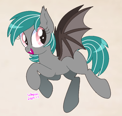 Size: 668x636 | Tagged: safe, artist:lullapiies, derpibooru import, oc, oc:malachite cluster, bat pony, pony, female, mare, simple background, solo