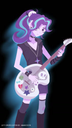 Size: 750x1334 | Tagged: safe, artist:kkk8372178, derpibooru import, starlight glimmer, equestria girls, g4, black background, guitar, musical instrument, simple background, solo