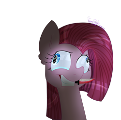 Size: 5022x5000 | Tagged: safe, artist:spaceponyarts, derpibooru import, pinkie pie, earth pony, pony, g4, absurd resolution, bust, knife, mouth hold, pinkamena diane pie, simple background, solo, transparent background, wall eyed