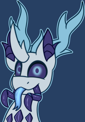 Size: 2155x3079 | Tagged: oc name needed, safe, artist:askhypnoswirl, derpibooru import, oc, changeling, bust, changeling oc, commission, horns, mandibles, portrait, reformed, solo, tongue, tongue out