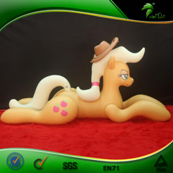 Size: 600x600 | Tagged: safe, derpibooru import, applejack, earth pony, inflatable pony, pony, g4, bootleg, carpet, facial freckles, facing right, female, frame, freckles, hair tie, hat, hongyi, inflatable, inflatable earth pony, irl, lidded eyes, lying down, mare, opaque inflatable, photo, ponytail, prone, red carpet, solo