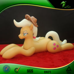 Size: 600x600 | Tagged: safe, derpibooru import, applejack, earth pony, inflatable pony, pony, g4, bootleg, carpet, female, frame, freckles, hair tie, hat, hongyi, inflatable, inflatable earth pony, irl, lidded eyes, lying down, mare, opaque inflatable, photo, ponytail, prone, red carpet, solo