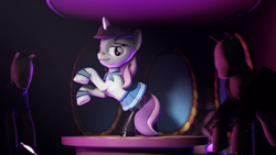 Size: 3840x2160 | Tagged: safe, artist:eg_ponyashka56, derpibooru import, oc, oc only, oc:sweetieck dreams, pony, unicorn, g4, 3d, beautiful, chair, clothes, cute, daaaaaaaaaaaw, desk, female, filly, foal, horn, indoors, mare, not sweetie belle, ocbetes, outfit, room, skirt, socks, solo, source filmmaker, unicorn horn, vibing