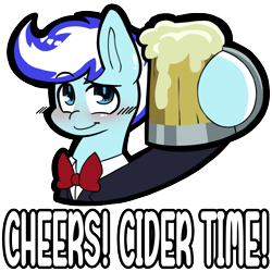 Size: 2480x2480 | Tagged: safe, artist:chiefywiffy, derpibooru import, oc, oc:snowy pop, pegasus, alcohol, beer, beer mug, bowtie, cheers, cider, cider mug, clothes, drink, male, mug, necktie, pegasus oc, stallion, tuxedo