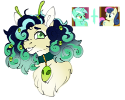 Size: 1280x1031 | Tagged: safe, artist:malinraf1615, derpibooru import, bon bon, lyra heartstrings, sweetie drops, oc, pony, bust, magical lesbian spawn, offspring, parent:bon bon, parent:lyra heartstrings, parents:lyrabon, portrait, simple background, transparent background