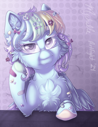 Size: 900x1163 | Tagged: safe, artist:mychelle, derpibooru import, oc, oc:crazy colorful, pegasus, pony, female, mare, solo