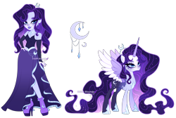 Size: 5580x3753 | Tagged: safe, artist:gihhbloonde, derpibooru import, oc, alicorn, human, pony, equestria girls, g4, clothes, human ponidox, magical lesbian spawn, offspring, parent:princess luna, parent:rarity, parents:rariluna, self paradox, self ponidox