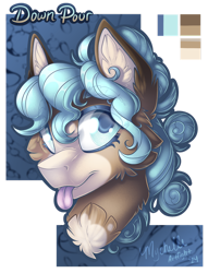 Size: 900x1181 | Tagged: safe, artist:mychelle, derpibooru import, oc, oc:down pour, pony, bust, portrait, solo, tongue, tongue out