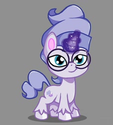 Size: 999x1100 | Tagged: safe, artist:princess_skyresh_glow, derpibooru import, pony, unicorn, g4.5, my little pony: pony life, better source needed, cloud, cute, digit (the fixies), foal, glasses, grayscale, horn, magic, male, monochrome, ponified, purple skin, round glasses, solo, species swap, teal eyes, the fixies