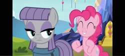 Size: 1600x720 | Tagged: safe, derpibooru import, screencap, maud pie, pinkie pie, earth pony, pony, g4, rock solid friendship, female, outdoors, siblings, sisters