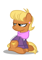 Size: 1039x1476 | Tagged: safe, artist:tantann_7, derpibooru import, ms. harshwhinny, earth pony, g4, angry, clothes, cute, simple background, sitting, solo, transparent background