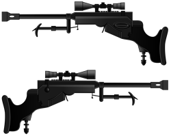 Size: 7531x6000 | Tagged: safe, artist:jhayarr23, derpibooru import, fallout equestria, anti-machine rifle, anti-materiel rifle, barely pony related, bipod, bolt action, bolt-action rifle, commission, commissioner:solar aura, gun, mouth grip, mouth grip gun, no pony, rifle, scope, simple background, sniper rifle, transparent background, weapon